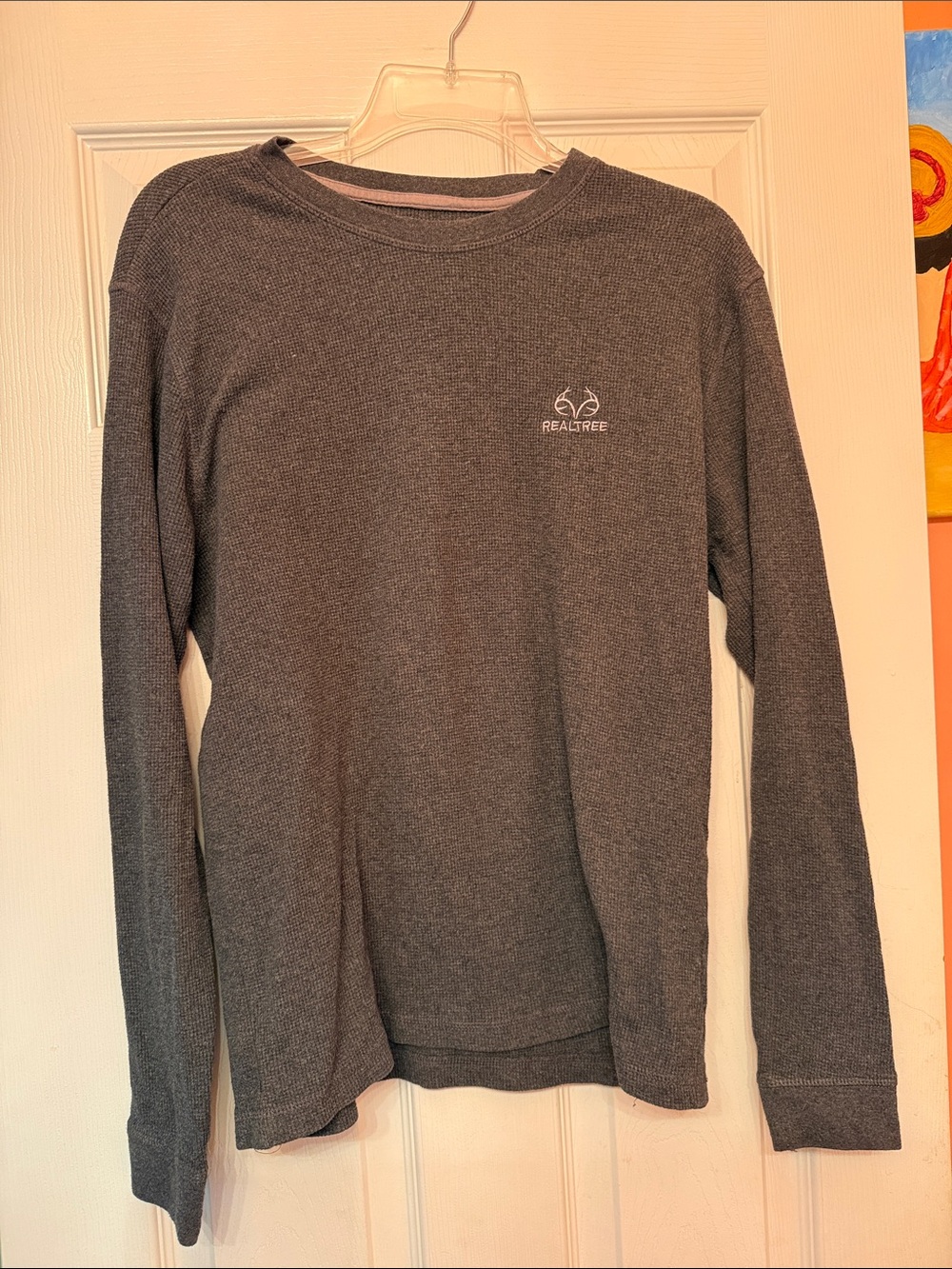 Realtree Men's Long Sleeve Thermal Crew in Charcoal Gray